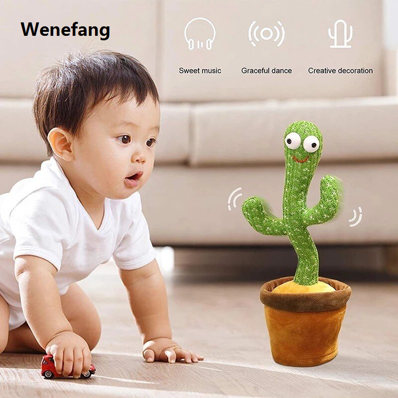 Wenefang Electric Dancing Cactus Stuffed Toy With 120 Songs Shake Toys Cactus Dolls with Music Cactus Doll Can Talk Funny Early Childhood Education Cute Plush Toy Children‘s Birthday Christmas Gifts Creative Girl Boy’s Gift
