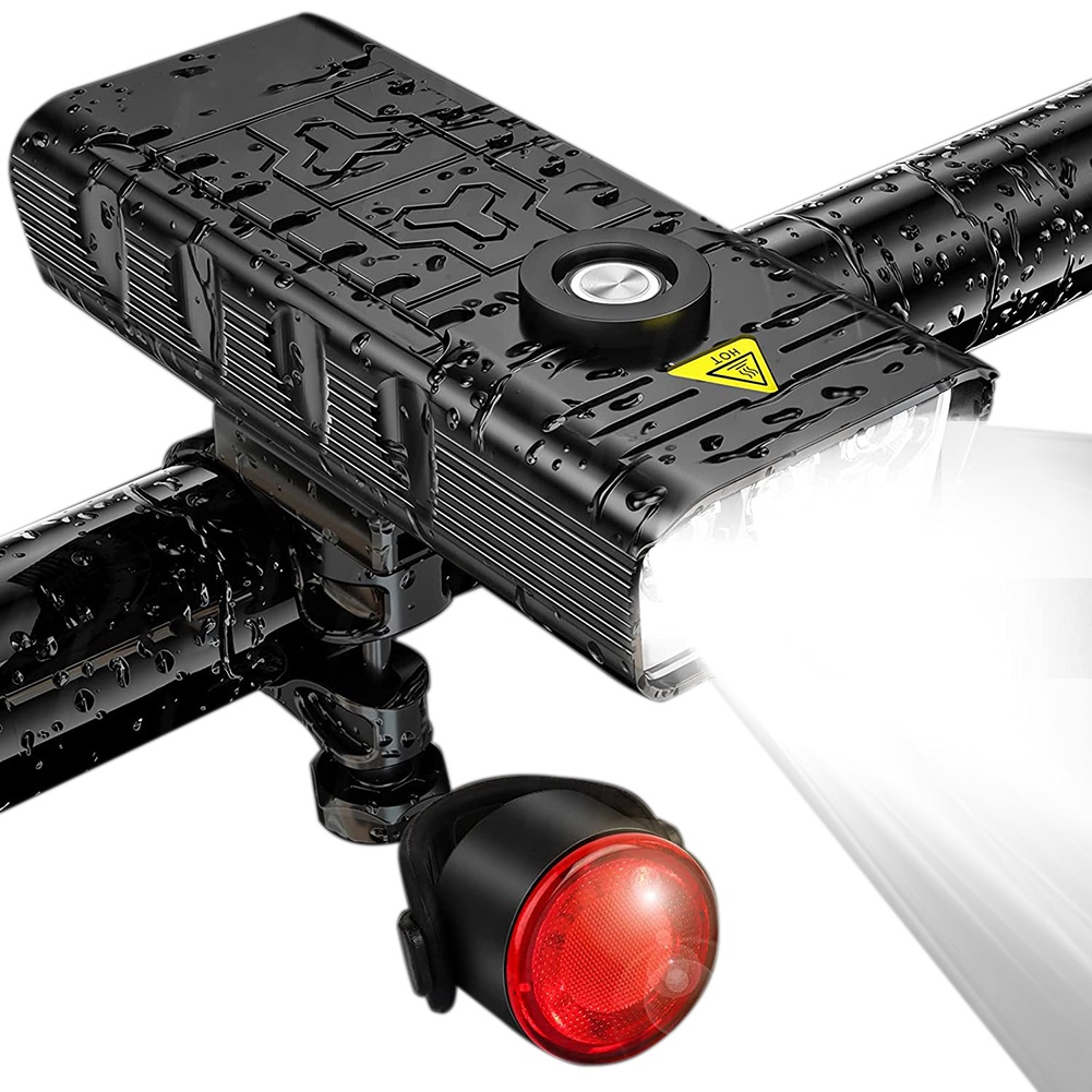 JAERBEE 7000 Lumen Powerful Bike Lights Front and Back,5 LED Super Bright USB Rechargeable Waterproof Bicycle Headlight