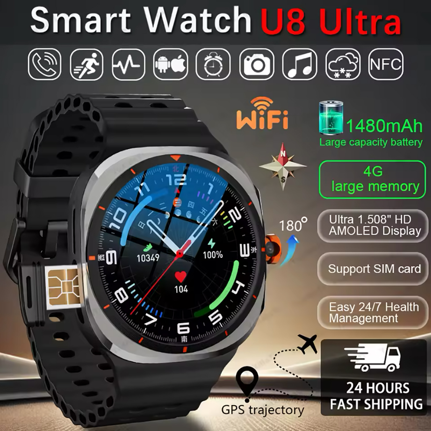 For GT5 Pro Smart Watch Men AMOLED HD Screen GPS NFC Heart Rate Bluetooth Call IP68 Waterproof SmartWatch 2025 New
