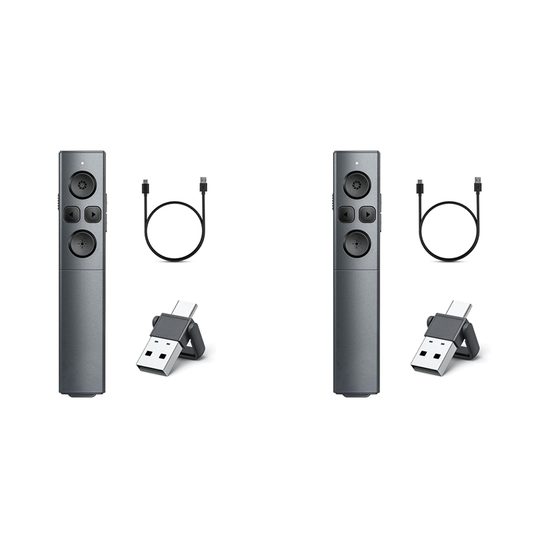 OUMERY 3X 2-In-1 USB Type C Presentation Clicker, Rechargeable Wireless Presenter Remote, Clicker for PowerPoint Presentations