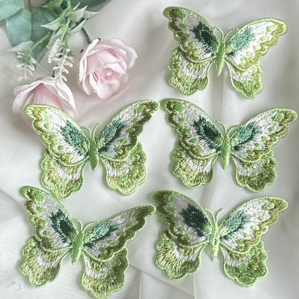 Trendy Embroidery Thread Butterfly Fabric Patch Butterfly Shape Small Fabric Applique Embroidered Patch