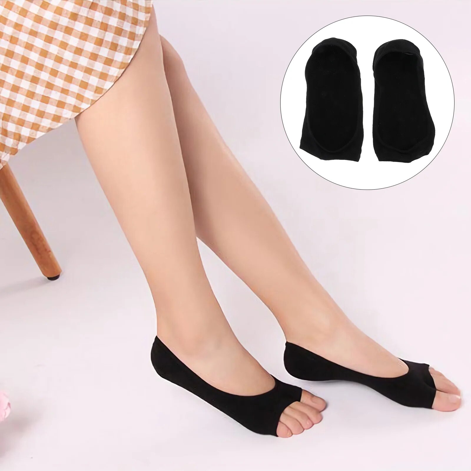 Socks backless high heels toe half socks women's toe half socks sandals women's toe cotton toe socks