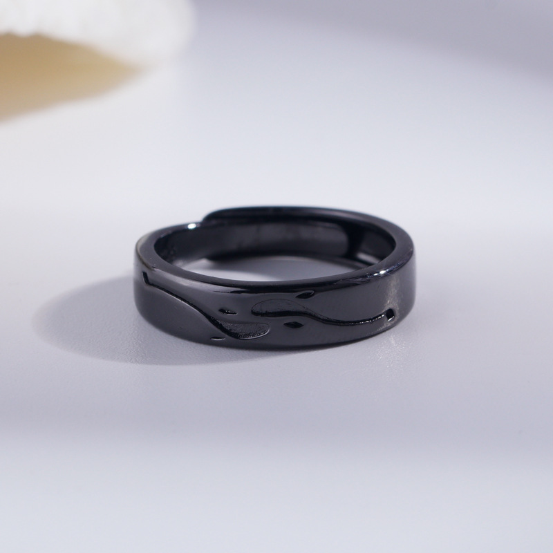 【New arrivals】Black Ring Personality Trendy Men's Open Index Finger End Ring Fashion Antique Trendy Small Jewelry Ring