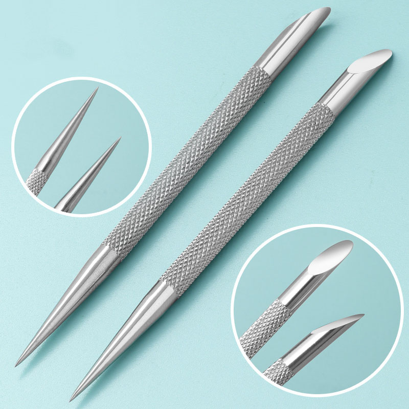 HOT 1pcs New Double-Ended Use Stainless Steel Nail Art Cuticle Pusher Remover Pedicure Manicure Stick Professional Nail Art Tool