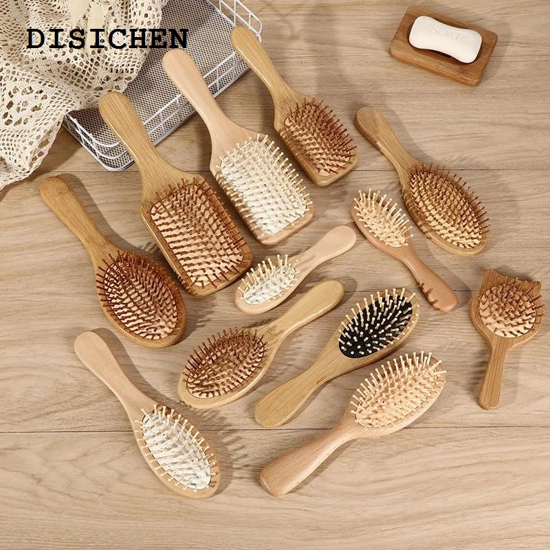 DISICHEN New Wooden Bamboo Hair Brush Premium Hair Comb Mini HairBrush Airbag Massage Hair Brush Anti-Static Tangling Styling Tools