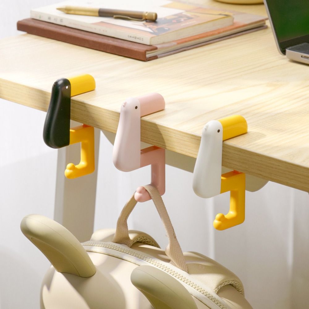 Cute Portable Desk Side Hanging Bag Hook Adjustable Plastic Table Bag Hanger Multifunctional Travel Bag Organizer