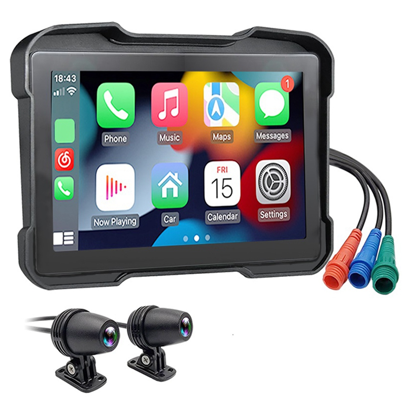 ARELENE Motorcycle DVR Dash Cam Portable 5 Inch Wireless CarPlay Android Auto Screen GPS Navigation Waterproof Monitor