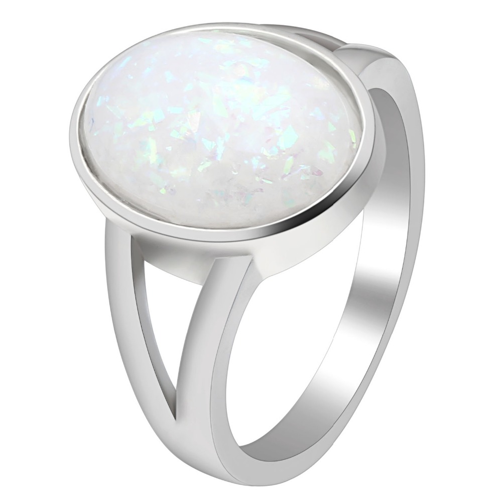 【Qian poem li Store】Hainon Created Fashion oval Fire Opal rings Wo Silver Color Cheap Promise Jewelry White Opal Wedding Rings