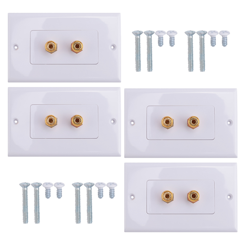 NAMUNY 4 Pack Single Gang 1.0 Speaker Wire Wall Plate (Banana Plug Wall Plate) for 1 Speaker, White