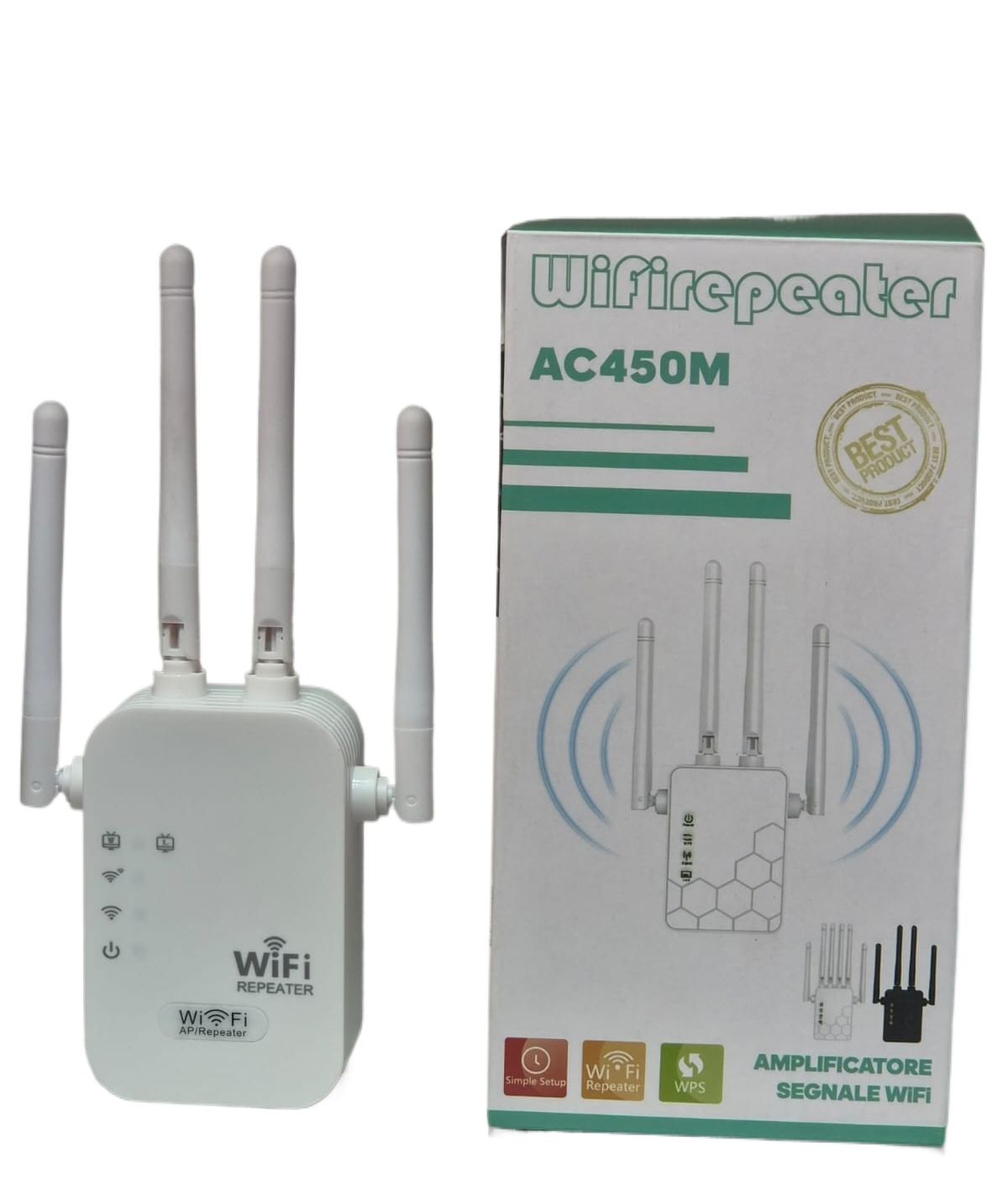 WiFi Repeater 2.4GHz Network Range Phones Mobile Indoor 300mbps 50-100sqm Coverage WiFi 4-Antennas