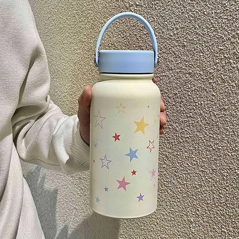 Portable 900ml Insulated Cup Leak-proof Cartoon Stainless Steel Cup Double Wall with Straw Thermos Bottle Car Travel - image 1