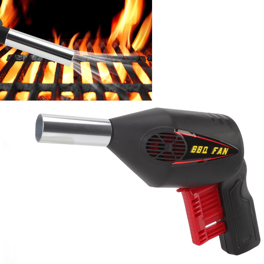 Grill Fire Portable BBQ Air Blower Mini Lightweight Hand Crank Blower Multi Purpose Black and Red Fireplace Bellow Outdoor Travel Barbecue