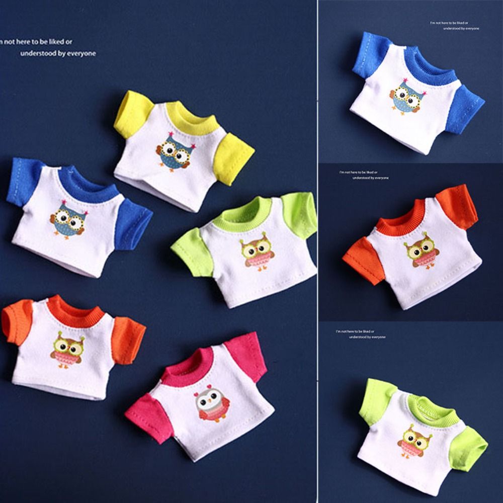 New Owl Pattern Doll Hoodies T-shirt Fashion Style DIY Mini Cartoon Clothes Elastic Idol Doll Outfit For 10cm Cotton Stuffed Dolls