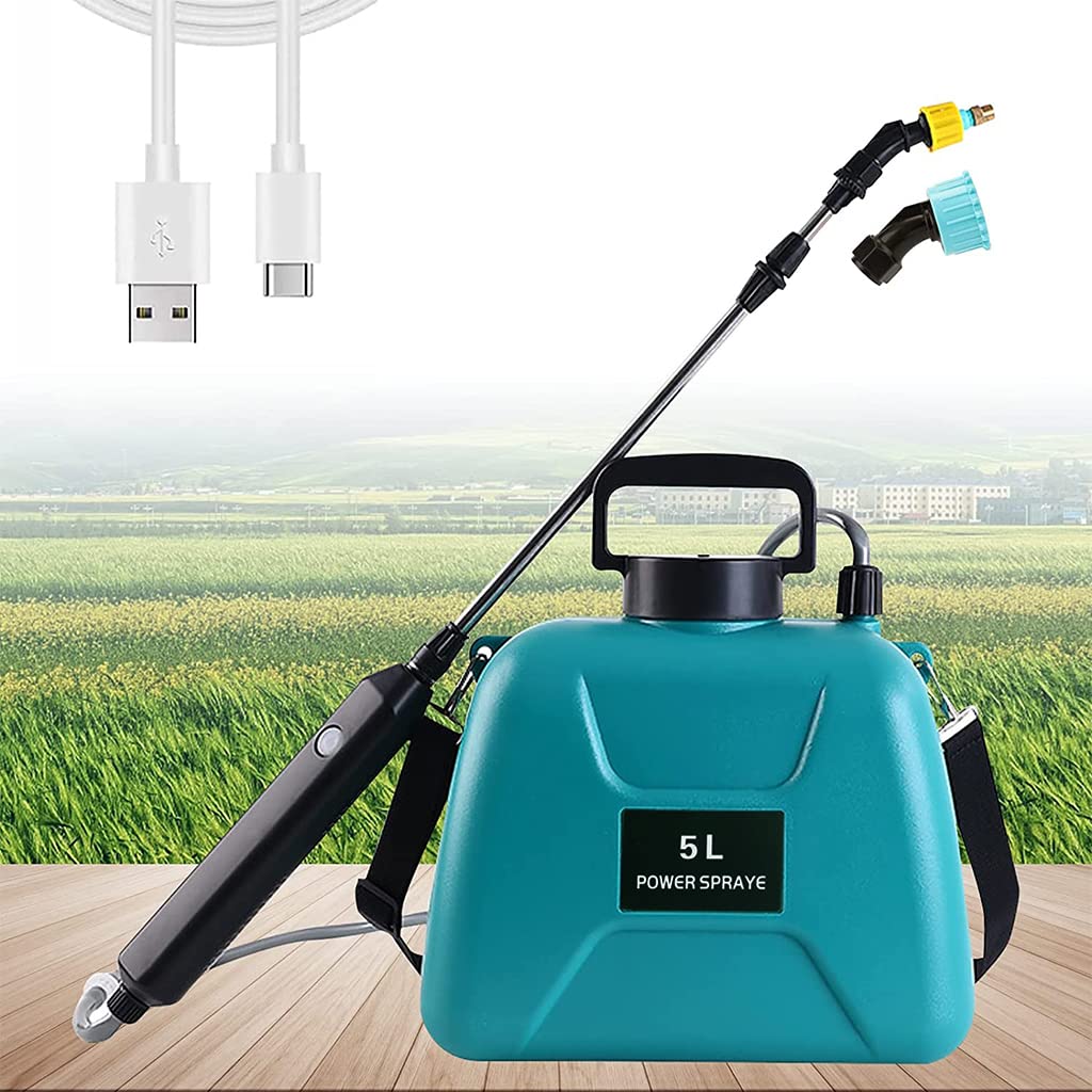 HASTHIP® Electric Agriculture Sprayer with 5L Watering Can & 3m Pipe & 2 Nozzles,USB Rechargeable Sprayer Pump,Portable with Telescopic Wand for Gardening for Greenhouse Planting Bush Flower