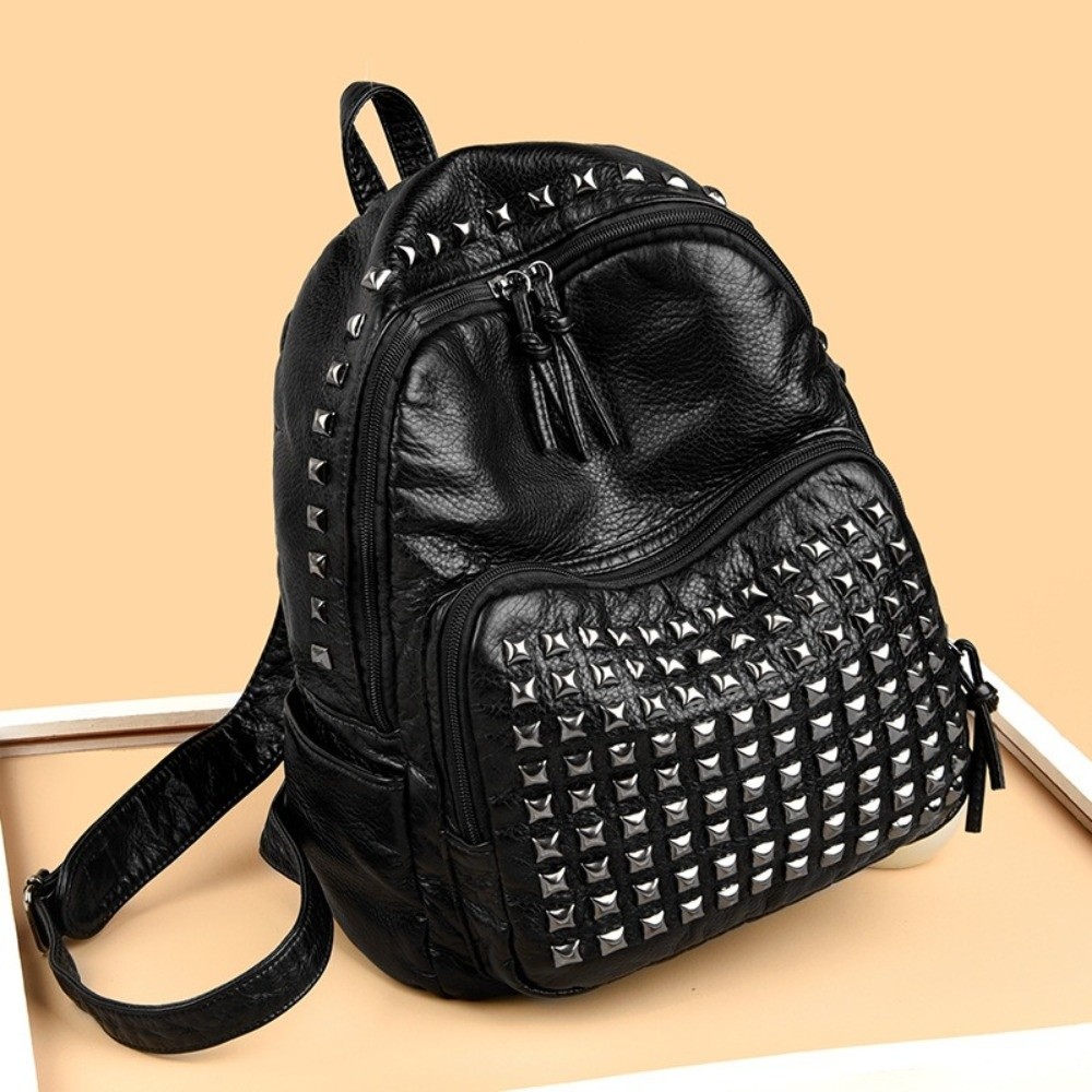 Premium Quality Luxury Design Rivets Backpacks Soft Leather Wear Resistant PU Backpacks Large Capacity Punk Backpacks Unisex