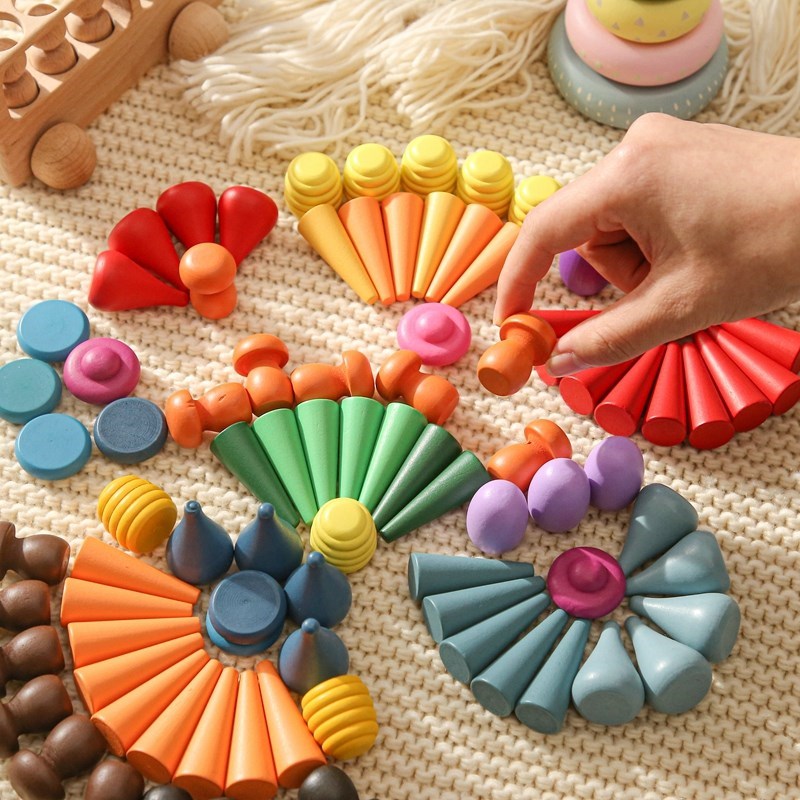 Brand new Creative Loose Parts Toys Baby Wooden Constructor Set Montessori Toys for Children Nordic Sensory Toy Waldorf Baby Gifts