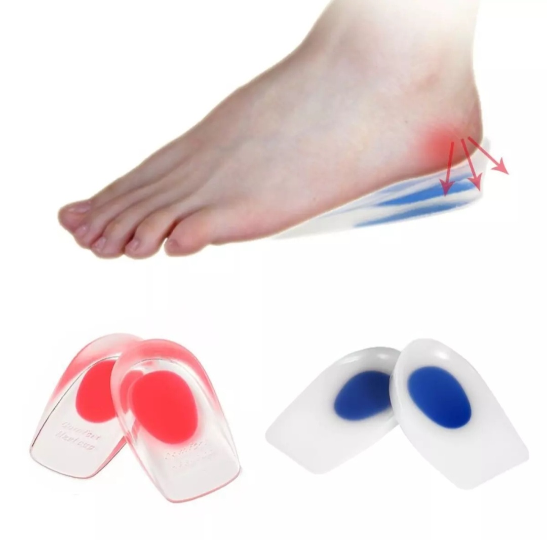 Maxcare Silicone Comfortable Heel Insole Pad Blue Transparent 2 PCS