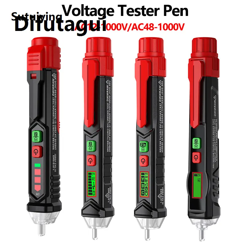 Difutagui New Sutuiying Digital AC Voltage Detector Smart Non-Contact Tester Pen Meter Fashion 12-1000V/48V-1000V Electronic Tester Electric Sensor Test Pen