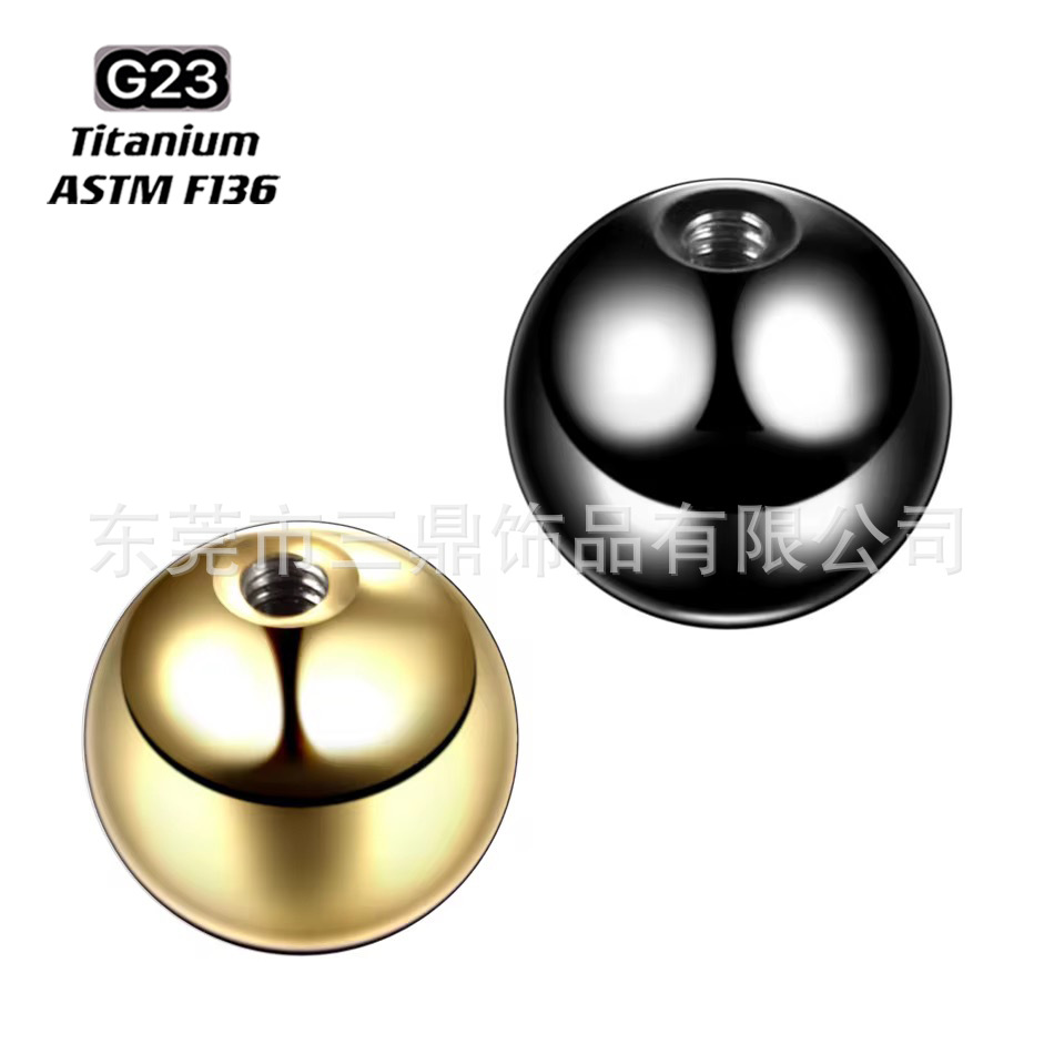 【New arrival】F136 Titanium Gold Black Outer Teeth Ball Lip Nail Tongue Nail Fitting Outer Teeth Rod G23 Titanium Alloy Puncture Jewelry Accessories