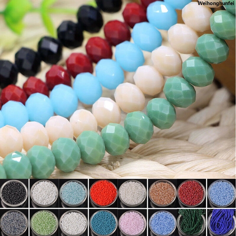 WeihonghunfeiFifty percent discount 68Pcs 145Pcs Wholesale 2/3/4/6/8mm Rondelle Faceted Crystal Glass Loose Spacer Beads Jewelry DIY making
