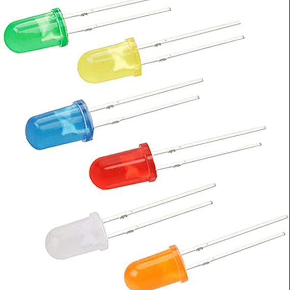 Led 5mm (Mix Colors Pack of 50 pcs) BF0993-02 - Blue Color Frequency: 460-465nm Luminous Intensity: 1,800mcd Viewing Angle: Diffused Lens Forward Voltage: 2.9v - 3.2v Typical Voltage: 3.1v Typical Forward Current: 18mA Style: Round 3mm