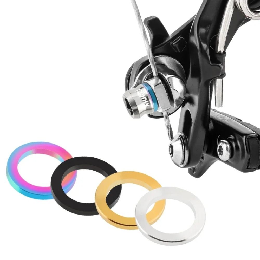 Bicycle Parts M5/M6 Bike Brake Flat Washer Titanium Alloy Anodizing Process Bike Bolts Gasket Colorful 5mm 6mm Bicycle Spacer Pads Road Bike