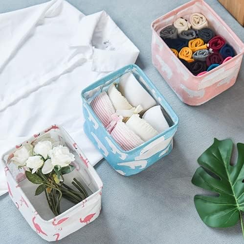 Small Foldable Canvas Storage Basket With Handle Cotton And Linen Desktop Storage Box Small Storage Basket 1PC
