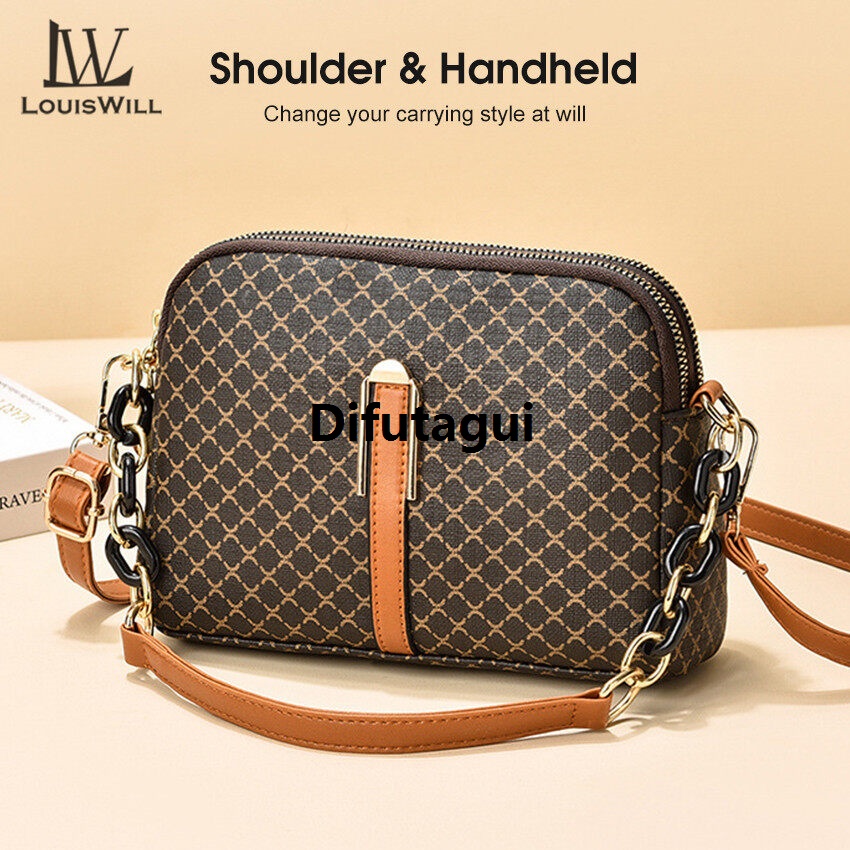 Difutagui LouisWill Women Bag Soft PU Bucket Bags Prints Shoulder Bags Fashion Handbags Multi-pocket Travel Bags Large Capacity Crossbody New Bag Casual Messenger Bags Magnetic Buckle Bag Water Resistant Bags Trend Retro Sling Bag For Women Ladies Female