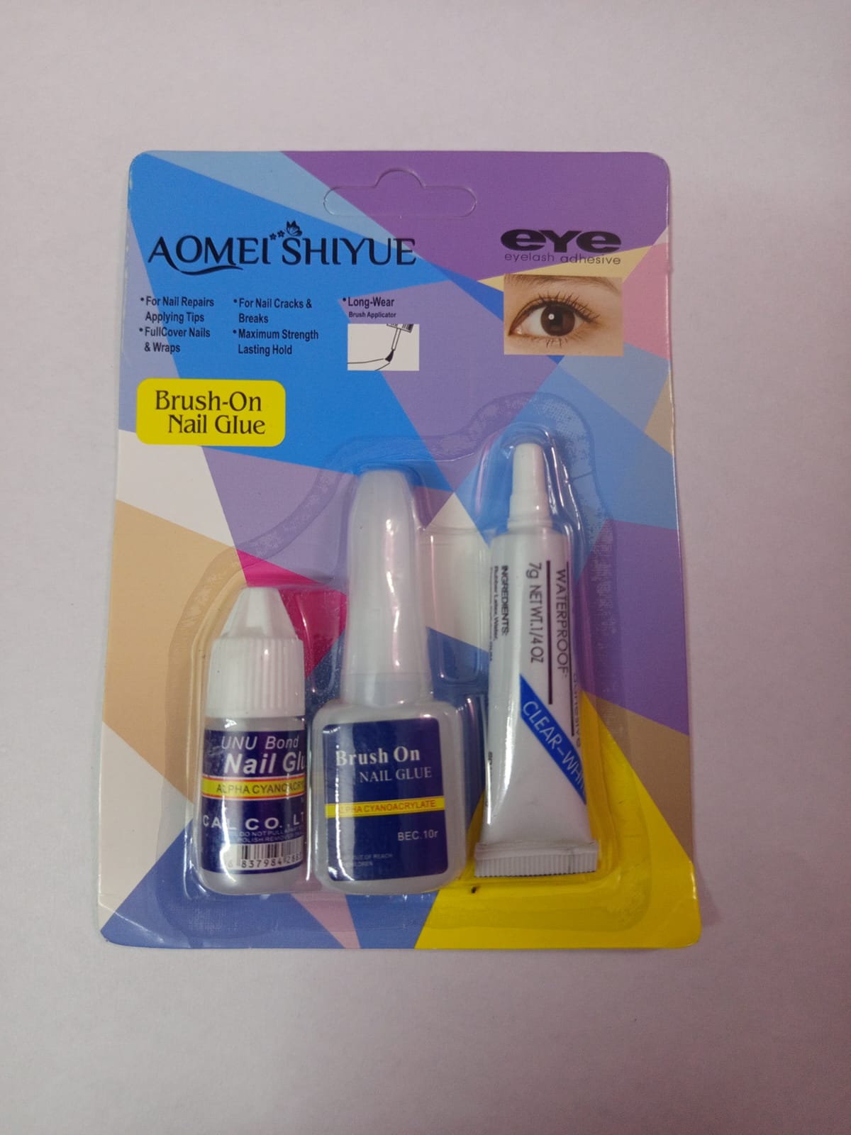 3 in 1 Nail Glue Brush On Nail Glues & Eye Lash Glue - False Nail Glue with brush - False Eyelashes Glue - Nail Glue