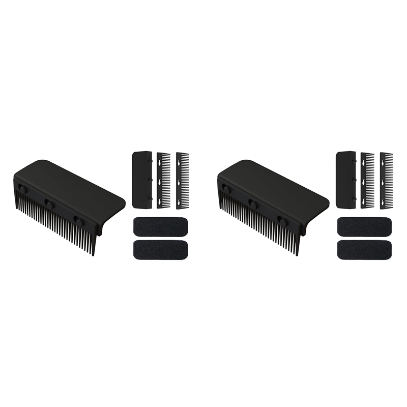 FORIDE 2X Flat Iron Comb Attachment Clip on, Grip Comb for Flat Iron, Flat Iron Hair Straightener Comb, for Flat Iron Black