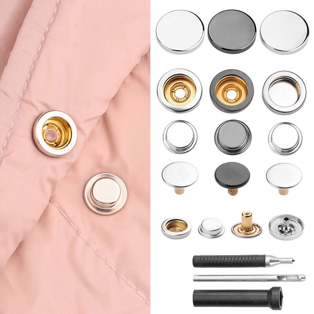 6Pcs/Set New Solid Metal Buttons Easy To Use Fasteners Button Snap Button Round Shape Leather Snap Fasteners Sewing Accessories
