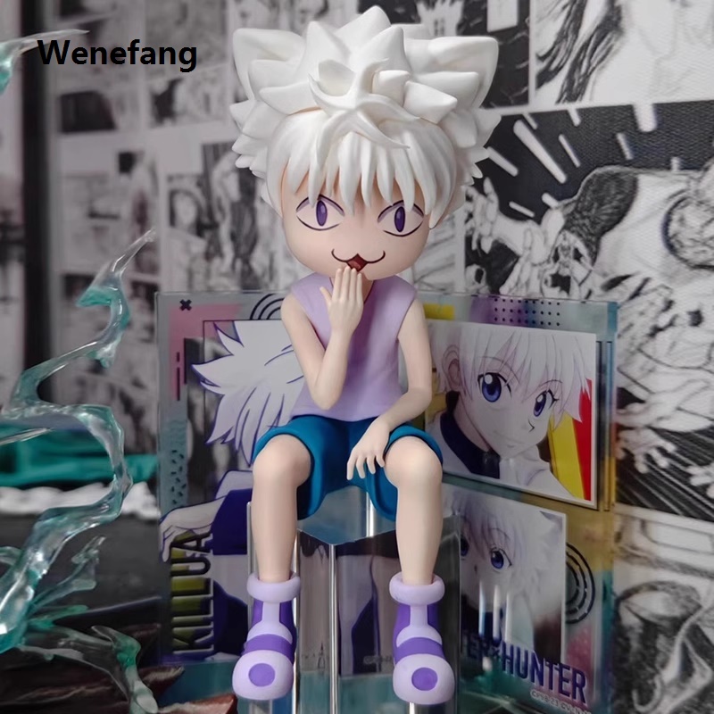 Wenefang Anime Hunter Hunter Figure Killua Zoldyck Cute Baby Face Sitting New Pvc Model Statue Doll Collection Decoration Decor Kid Toy Gift