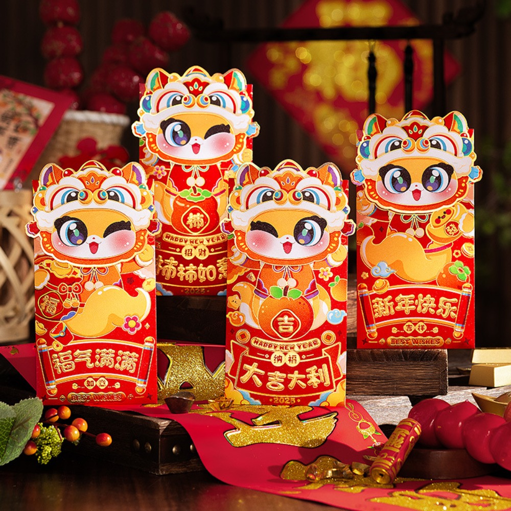 4/6PCS Cute Paper Red Envelopes 4/6Pcs Thickened New Year Lucky Bag Chinese Style Spring Festival Envelopes New Year