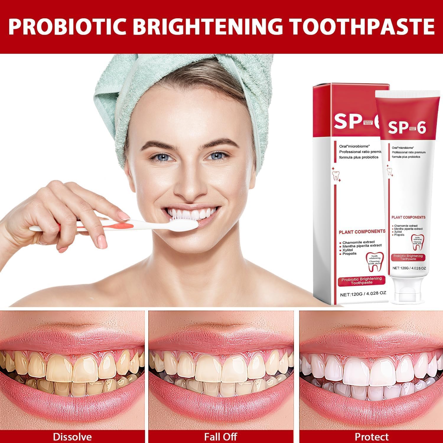 New Sp-6 Toothpaste, Brightening & Stain Removing Teeth Whitener Toothpaste, Natural Tooth Whitener.