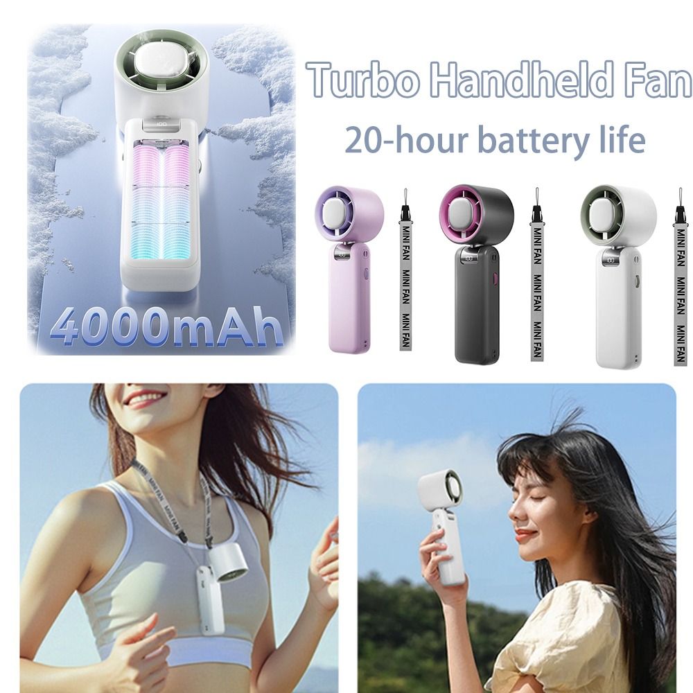 Travel Portable Small Charging Fan LED Digital Display Rechargeable Turbo Fan Compact Stand Mini Hand Fan Dedicated Dryer