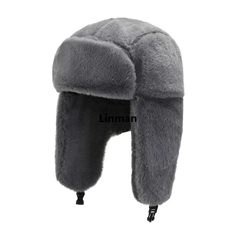 Linman New Winter Cycling Ski Hat Cap Warm Earmuff Thicken Plush Ear-fl【2025 Version】apped Hat Cap Men Women Faux Fur Windproof Cap Bomber Hat Unisex