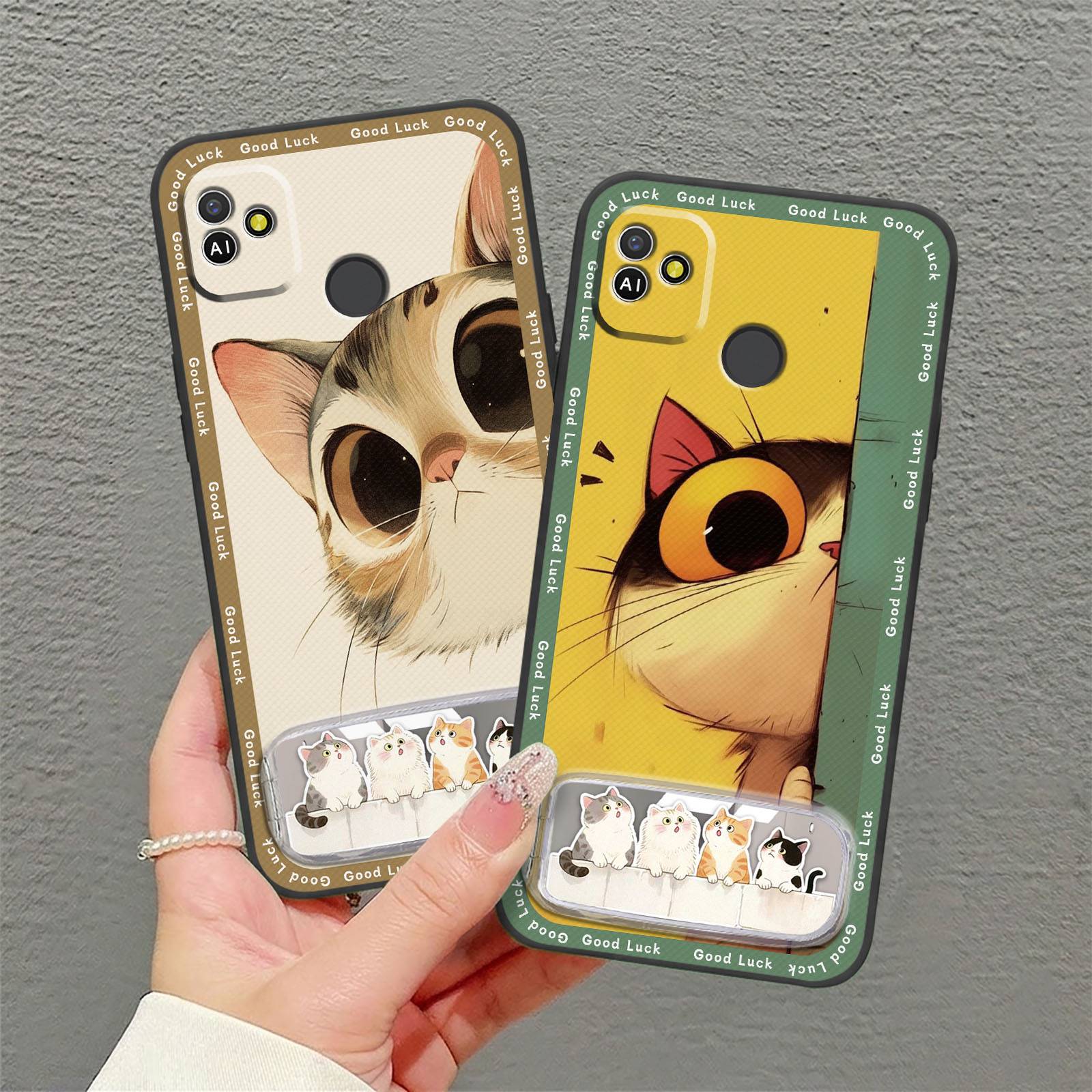 Mirror Embroidery Phone Case For Tecno POP5 GO Makeup Mirror Phone Holder Plush Full wrap Shockproof Cartoon Soft case