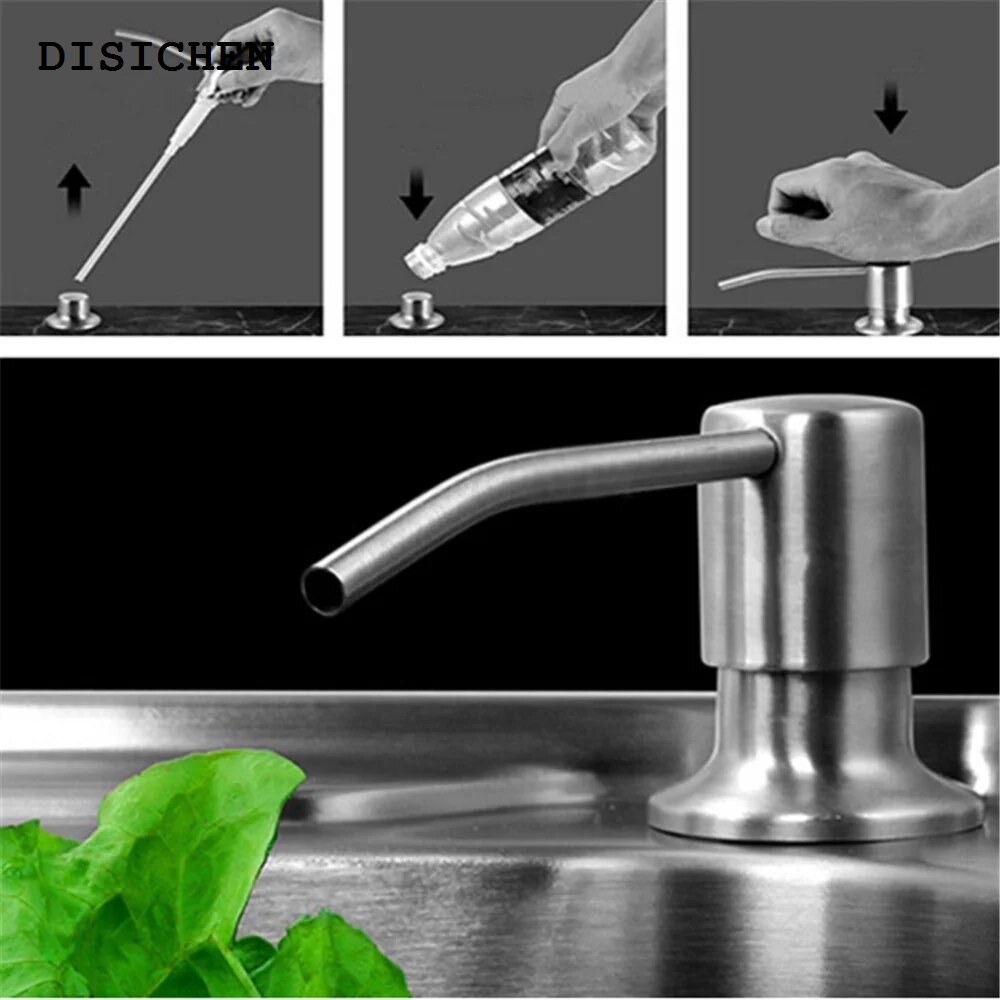 DISICHEN Fashion 300ml Kitchen Sink Soap Dispenser ABS Plastic Built in Lotion Pump Plastic Bottle for Bathroom and Kitchen Liquid Soap organize