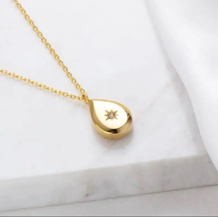 Masala Beads Stainless Steel Bohemian Water Drop Square Octagonal Star Diamond Pendant Necklace Accessories For Women