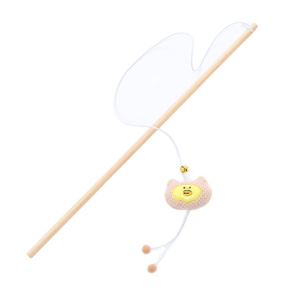 Cute Wooden Pole Cat-teasing Stick Animal Shape Plush Cat Toy with Bell Creative Interactive Stick Kitten