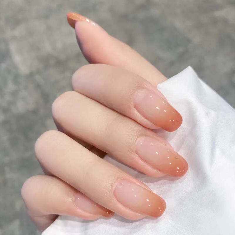 24Pcs Gradient Pink Fake Nails with Glue DIY Art Design False Nails Wearable Nails Stylish Pattern Artificial Nails