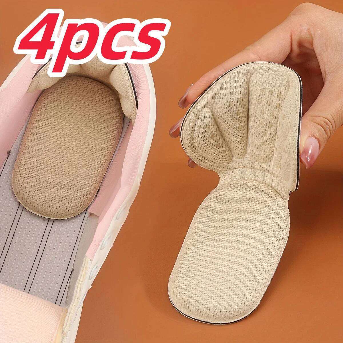 4pcs Soft TPE Heel Pads - Anti-Slip Shoe Grips, Breathable Height Boost Insoles, Adjustable Cushion for Comfort (2 Pair)
