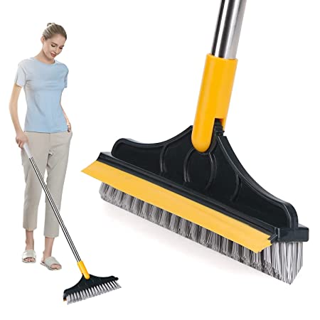 NepLiving Rotating Cleaning Brush Bathroom Kitchen Floor Scrub Brushes Long Handle Stiff Broom Mop for Washing Windows Crevice Brush