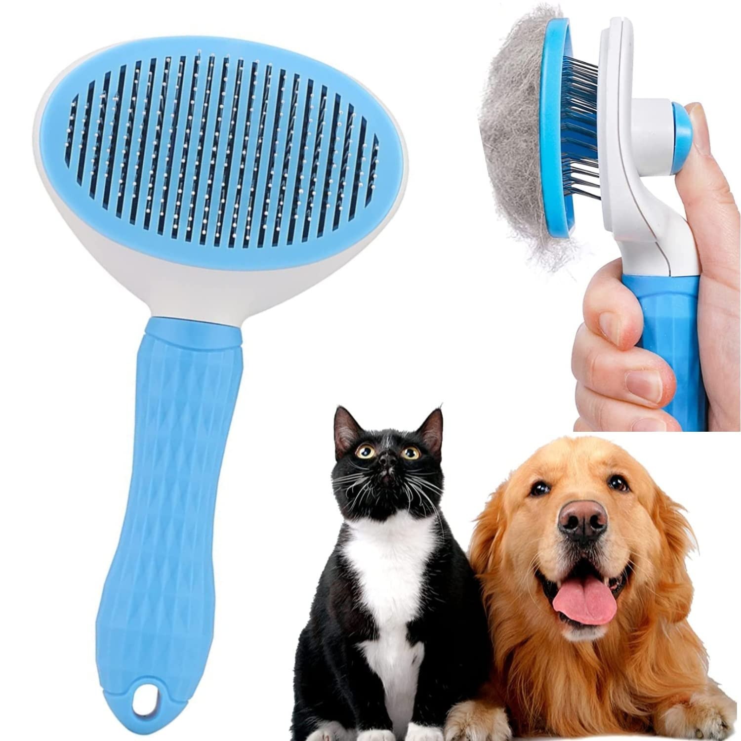 "3-in-1 Pet Grooming Steam Brush for Cats and Dogs - Tangled & Loose Hair Remover"