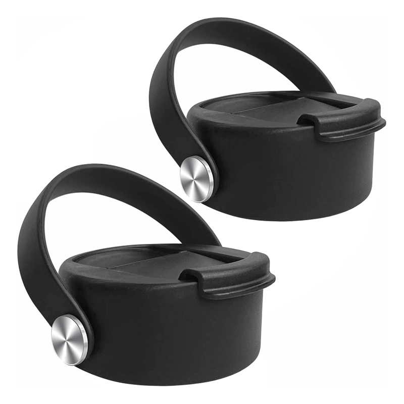 2PCS Flip Coffee Lids Replacement Parts for Wide Mouth Bottle 12 16 18 20 32 40 64 Oz,Flexible Handle Lid Replacement