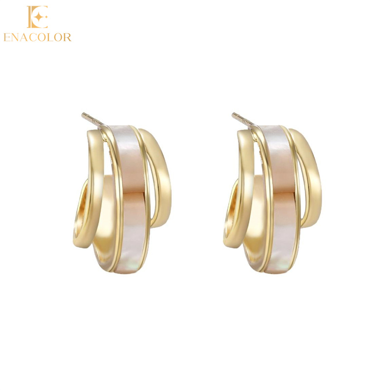 Enacolor Elegant Metal C Shape Earrings Ins Korean New 2026