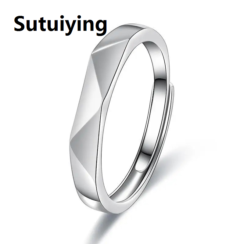 Sutuiying LIVVY Silver Color Multilayer Fashion Open Adjustable Wide Ring Simple For Women Man Party Fine Jewelry Classic Gift