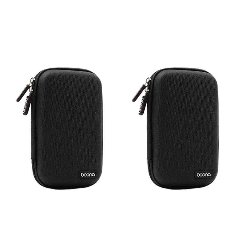 2X Portable Waterproof Storage Bag for 2.5-Inch Mobile Hard Drive Power Supply USB Drive Data Dable Headset Black