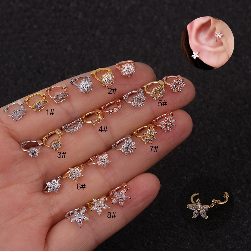 【Happy LifeStore】1Pc New Color Yellow Rose Gold Tiny Hoop Helix Jewelry Small Hoop Cartilage Rook Daith Earring