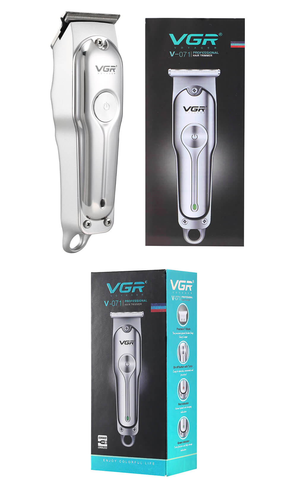 VGR 071 Professional Electric Men Hair Trimmer Hair Cutting Machine Beard Shaver And Styler